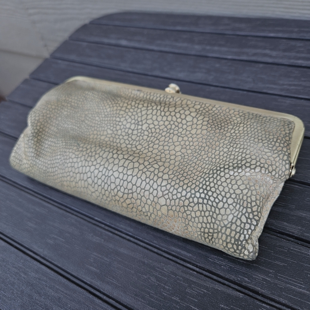 HOBO International Lauren Clutch Wallet Exotic Snakeskin Gold Organizer Bag - Picture 2 of 16
